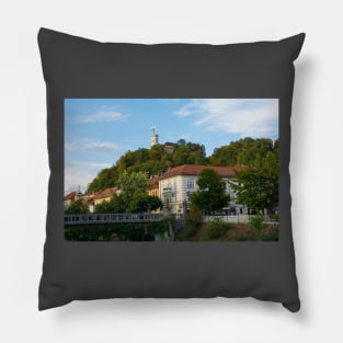 Sentjajobski Obraz Bridge in Ljubljana, Slovenia Pillow