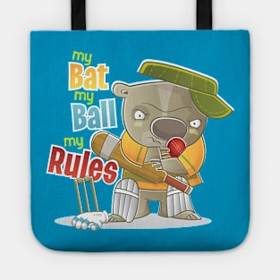 My Bat My Ball My Rules Cricket Design Australia Tote