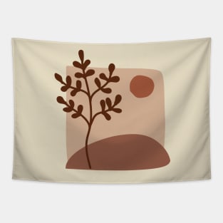 Modern Minimalist Simple Abstract Pastel Pink  Brown Leaf Art Tapestry