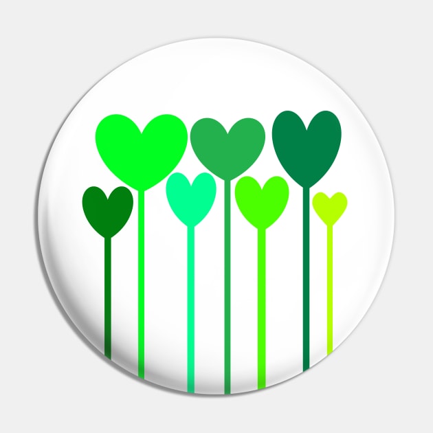 Green Colorful Hearts Pin by simonjgerber