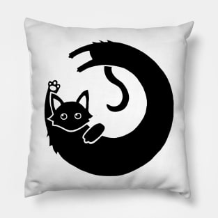 Long Cat Logo - Black Pillow