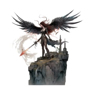 Wings of Destiny: Majestic Dark Angel of Fire T-Shirt