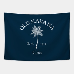 Old Havana Cuba Vintage Palm Tapestry