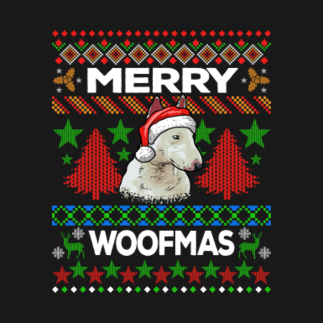 Disover Merry Woofmas Ugly Sweater Bull Terrier - Bull Terrier - T-Shirt