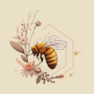 Honey Bee Gold with Peach Blossoms T-Shirt