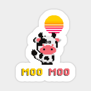 8 bit pixel of cow animal Magnet