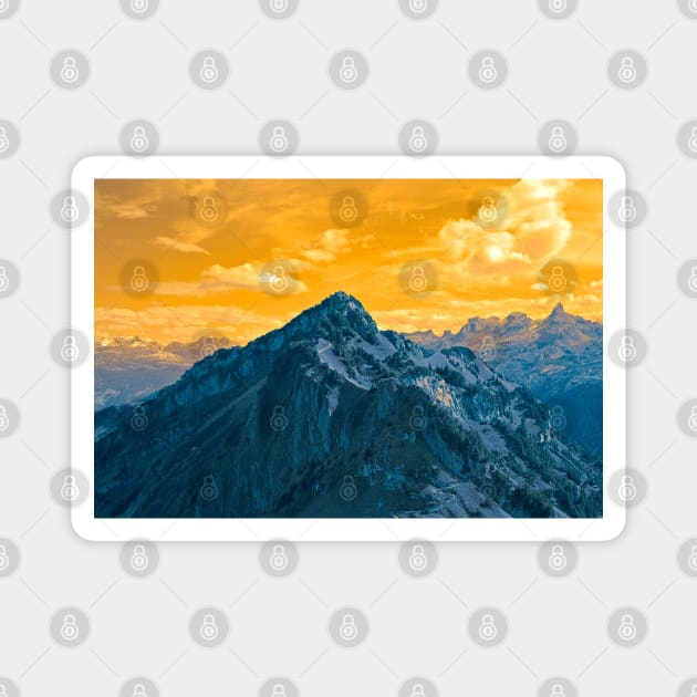 Mountain landscape Switzerland Yellow / Swiss Artwork Photography Magnet by RaphaelWolf