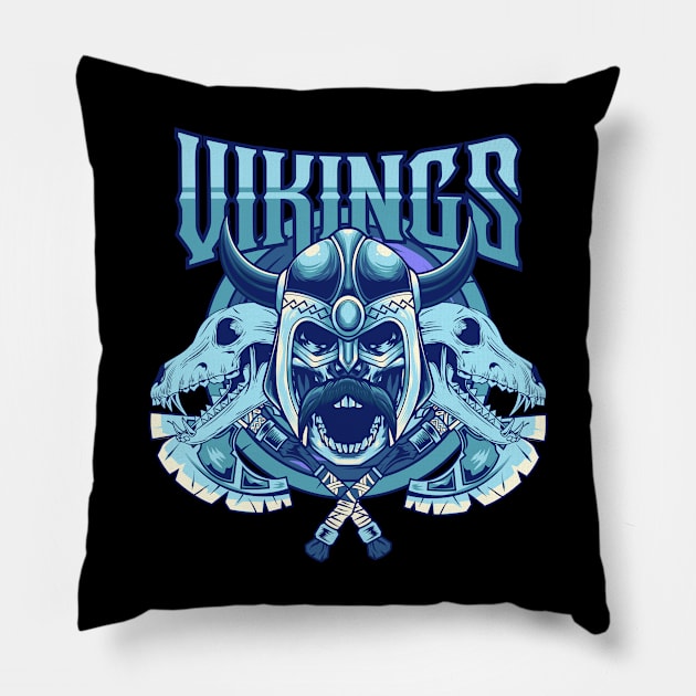 Viking Skull 5.3 Pillow by Harrisaputra