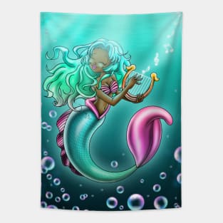 African American Mermaid and Harp Tapestry