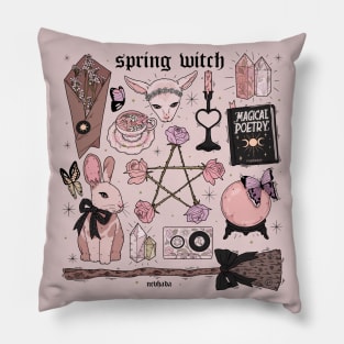 Pale Spring Witch Aesthetic Pillow