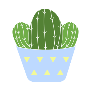 Cute mini cactus in a blue pot T-Shirt