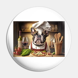 French Bulldog Pizza Chef Greeting Card Pin