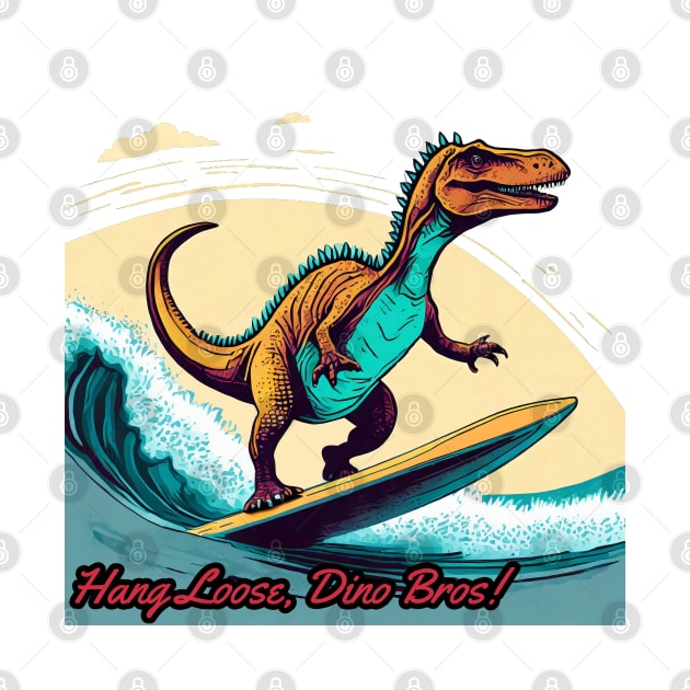 Dinosaur Surfing Funny by sovadesignstudio