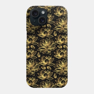 Black And Gold Lotus Pattern Phone Case