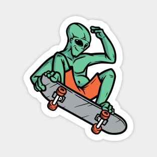 Skater Martian Alien // Funny Skateboarding Alien Magnet