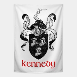 Kennedy Surname  / Faded Style Family Crest Coat Of Arms Design Tapestry