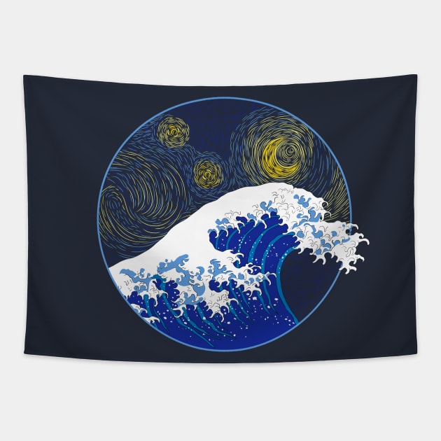 Great Starry Wave Tapestry by rmtees