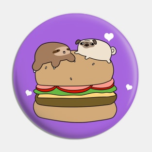 "I Love You" Sloth and Pug Burger Pin