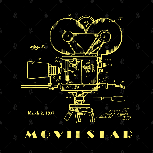 Patent Print Movie Star Vintage Movie Camera 1937 by MadebyDesign