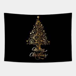 Golden Christmas tree Tapestry