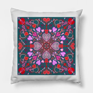 Valentines on Dark Teal Pillow