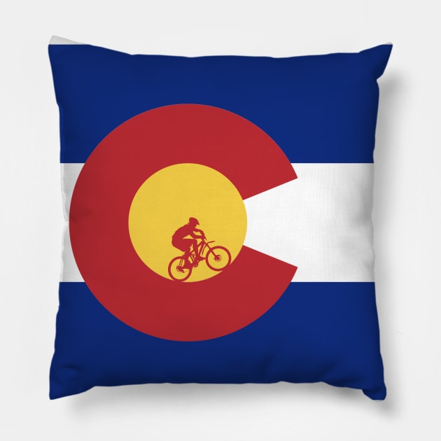 Colorado Mountain Biking Pillow by chriswig