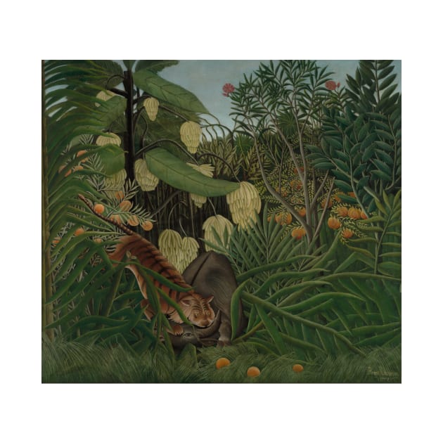 Fight Between a Tiger and a Buffalo by Henri Rousseau by Classic Art Stall