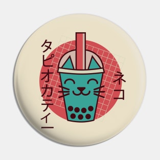 Boba Cat Drinking Boba Kitten Kawaii Japanese Kitty Retro Pin