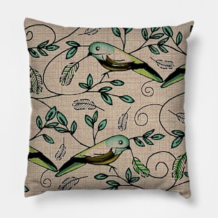 Painted Bunting Scroll Greens Pillow