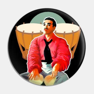 Latino musician man playing drum Pin