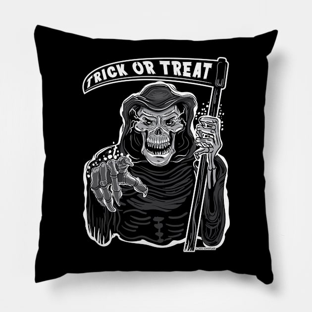 Grim Reaper Trick or Treat by eShirtlabs Pillow by eShirtLabs