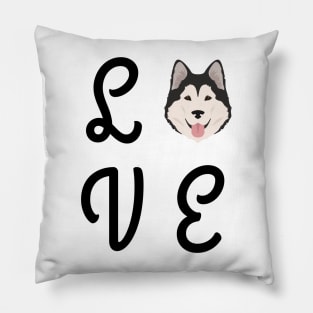 Malamute or Husky Love Black and White Pillow
