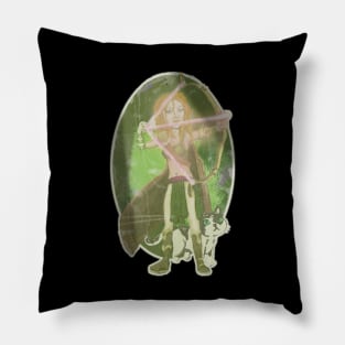 Dungeons and Dragons Lady archer Warrior and Cat Pillow