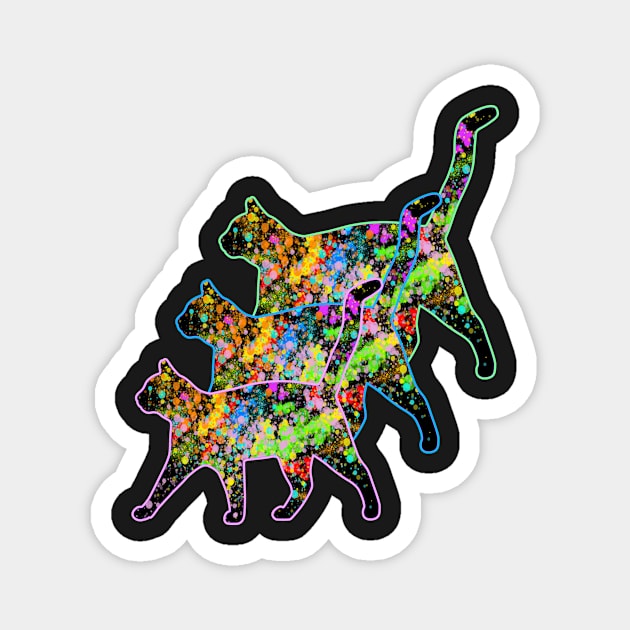 Psychedelic Cat Walk - Cats Strutting Their Stuff on the Catwalk - Meow! Magnet by innerspectrum