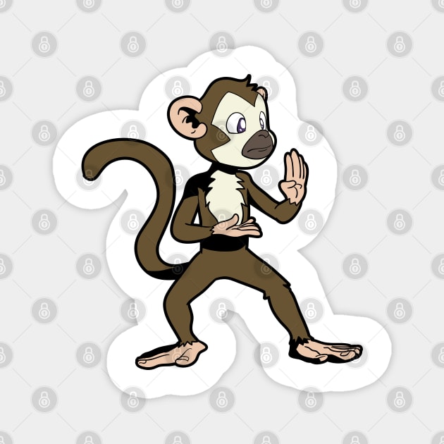 Cartoon squirrel monkey does karate Magnet by Modern Medieval Design