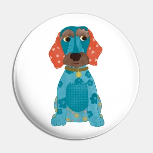 Dottie the Appliqué Dachshund Sausage Dog Puppy with florals and stars Pin