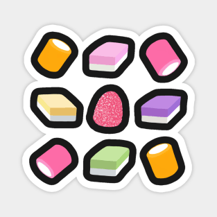 Dolly Mixture Sweets Colourful Pattern on Black Magnet