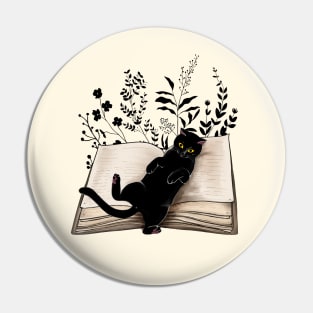 Cat reading a book, watercolor style, flowers growing from book, cats end books lovers lover Pin