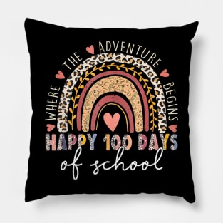 100 Days Rainbow Leopard Boho 100Th Day Of School Teacher Pillow