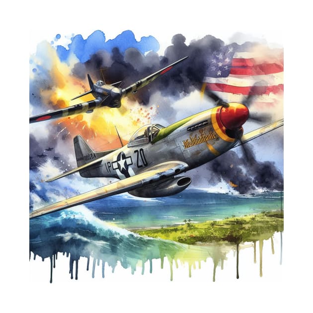 Fantasy illustration of WWII aircraft in battle by WelshDesigns