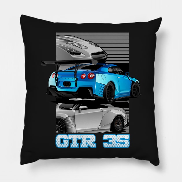 Nissan GTR 35 Blue Pillow by aredie19