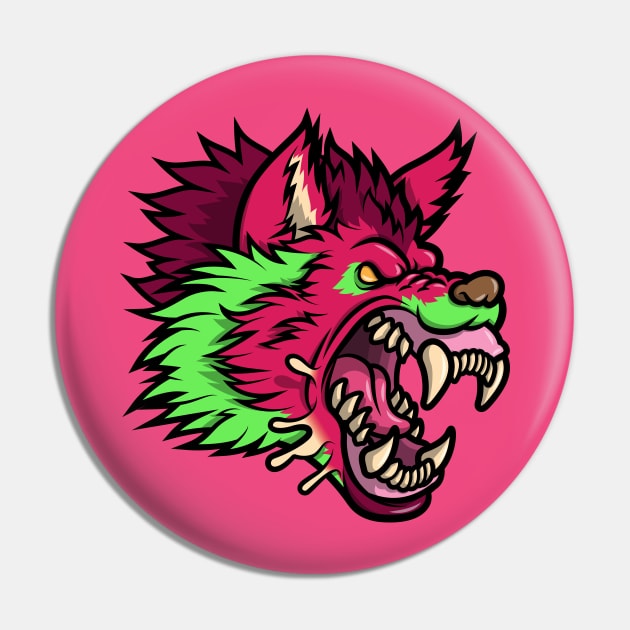 Pink Punk Wolf Pin by JenniferSmith