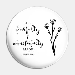 She is fearfully & wonderfully made Bible Verse Christian Psalms Pin