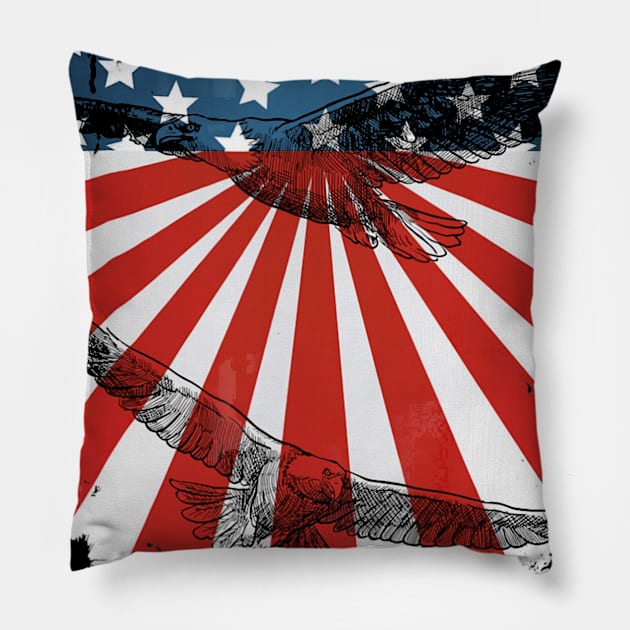 Bald Eagle Shirt. 4th of July Shirts USA American Flag Pillow by TerronesAdrianer