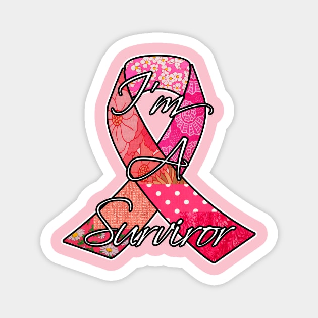 I'm a Survivor Retro Breast Cancer Awareness Ribbon Magnet by artbyomega