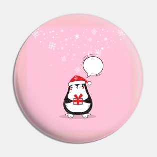 Cute Pink Penguin Holiday Xmas Christmas Gift Pin