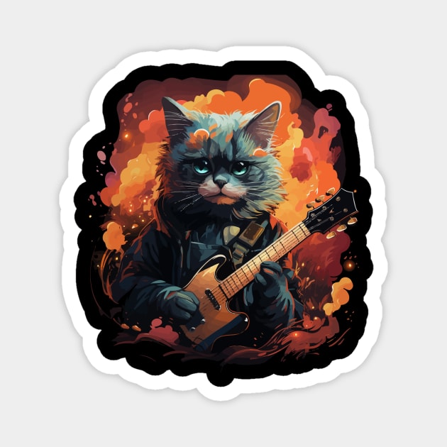 Siamese Cat Playing Guitar Magnet by JH Mart