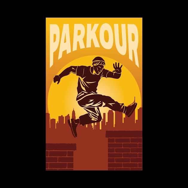 Parkour Freerunner Sunset Retro Themed Gift by GrafiqueDynasty