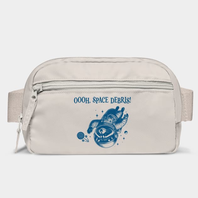 Racoon astronaut flying after space trash vintage design, Oooh Space Debris! by Luxinda