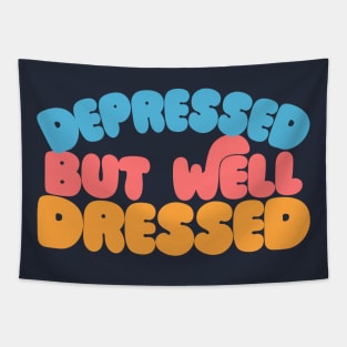 Depressed but well dressed - retro typography design Tapestry